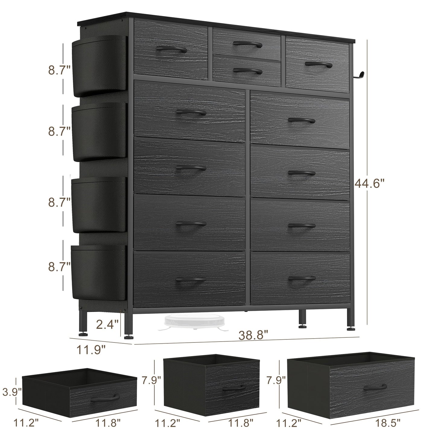 12 Drawer Dresser Fabric Tall Dressers for Bedroom Chest of Drawers