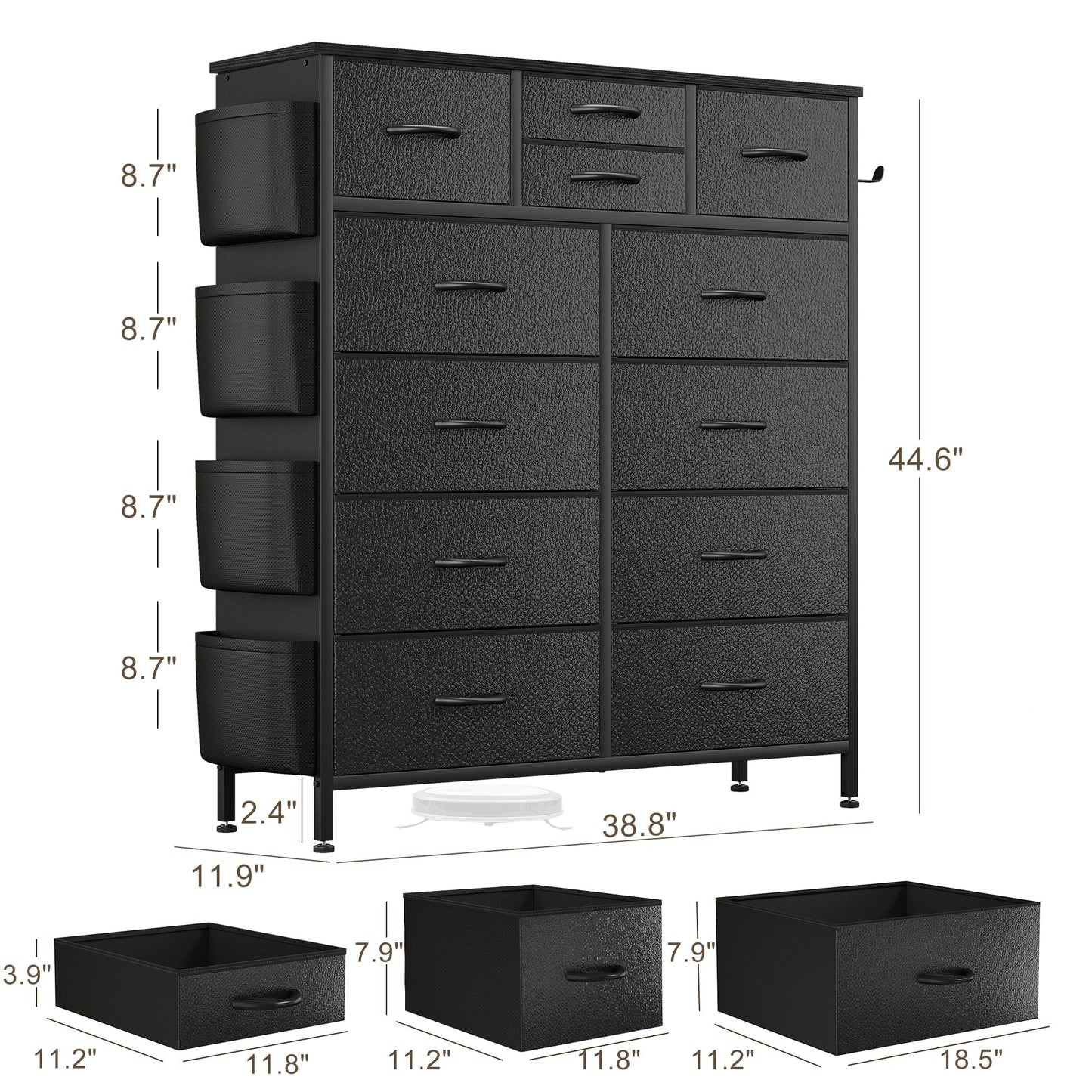 12 Drawer Dresser Fabric Tall Dressers for Bedroom Chest of Drawers