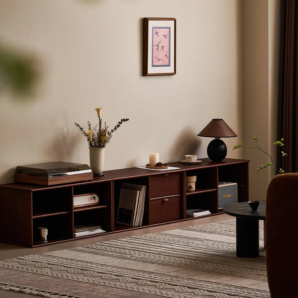 Credenza color cioccolato fondente a 4 ripiani