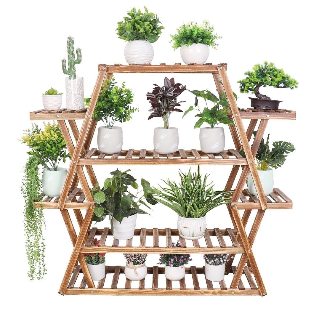 Wood Large Garden Plant Stand Indoor Outdoor Ladder Planter Rack Shelves