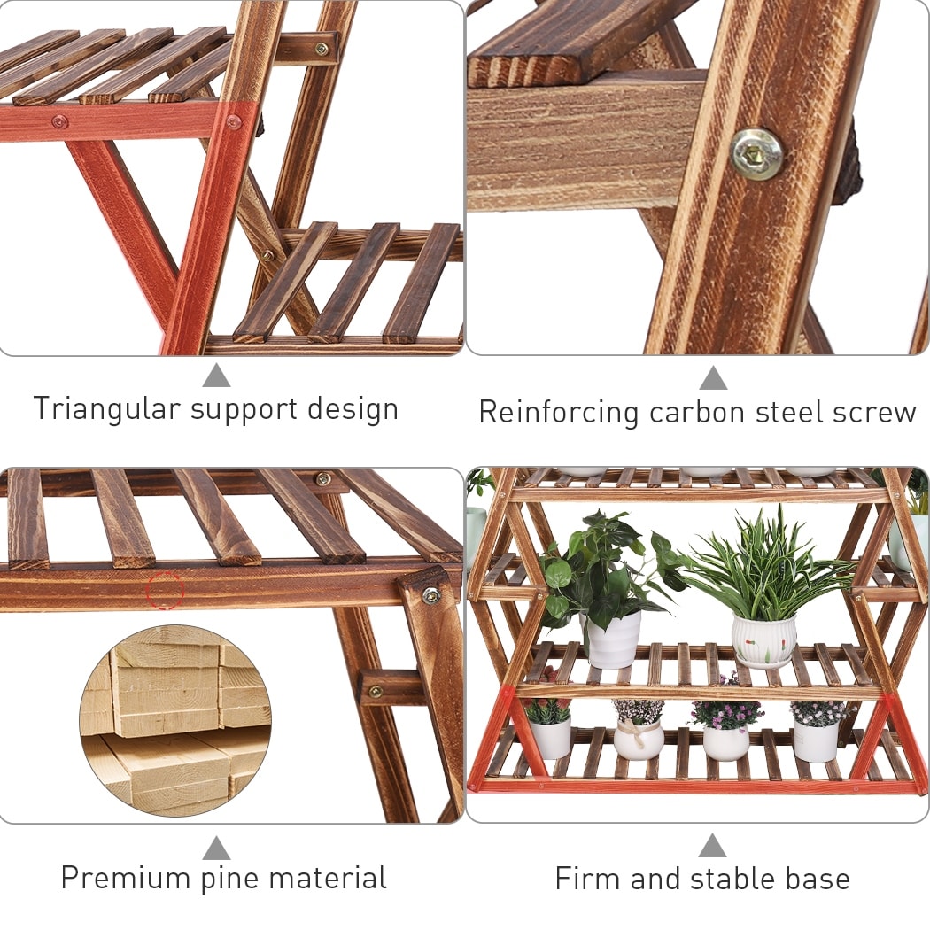 Wood Large Garden Plant Stand Indoor Outdoor Ladder Planter Rack Shelves