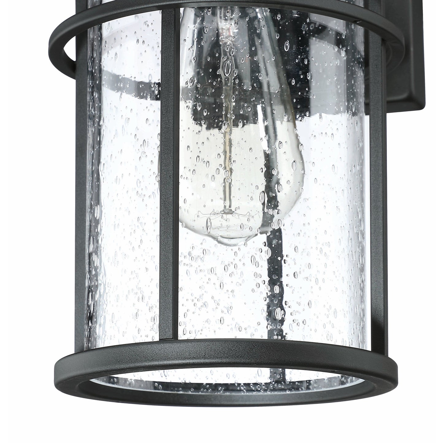 1 Light Black Coastal Barn Dome Outdoor Wall Lantern Clear Glass