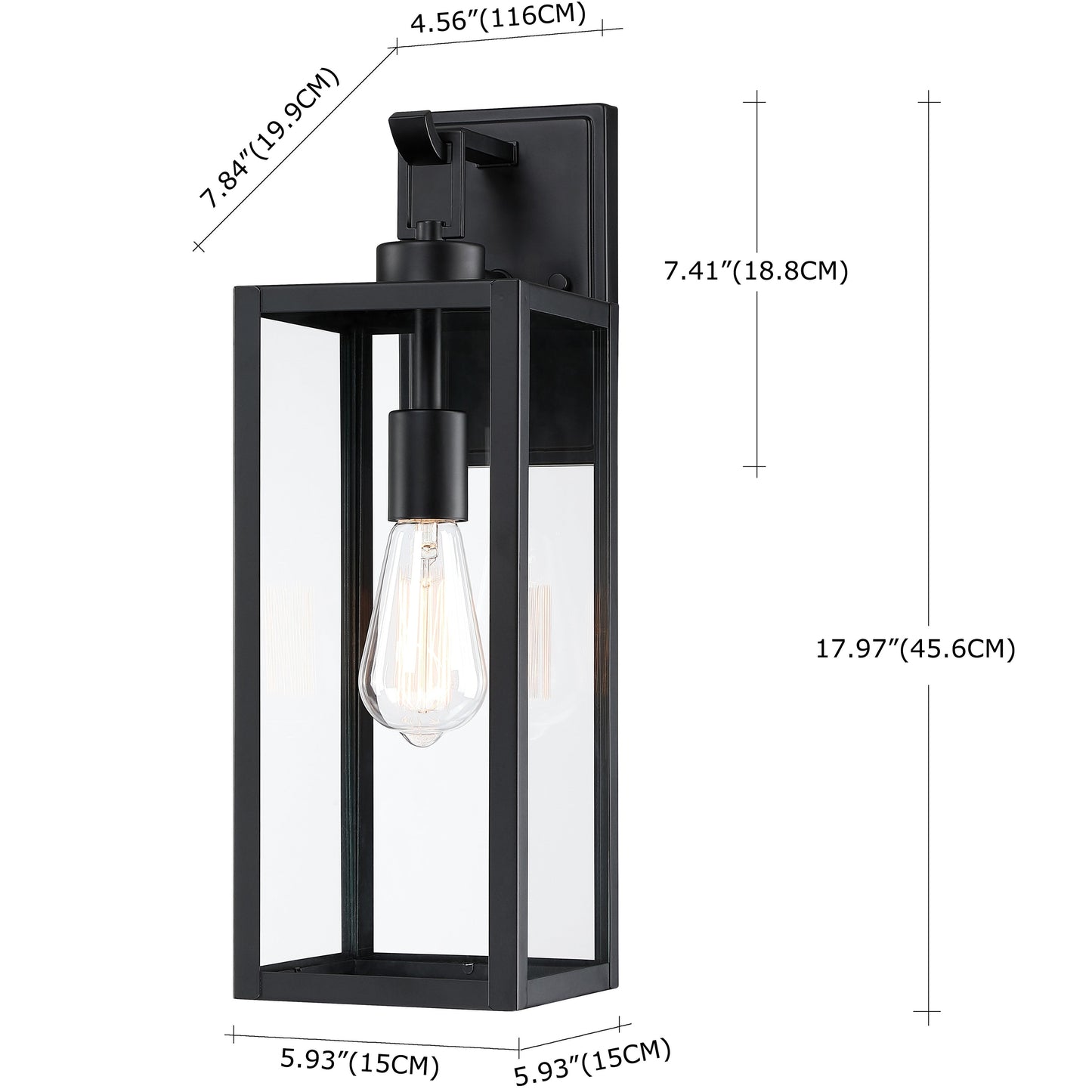 1-Light Matte Black Modern Outdoor Wall Lantern