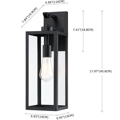 1-Light Matte Black Modern Outdoor Wall Lantern