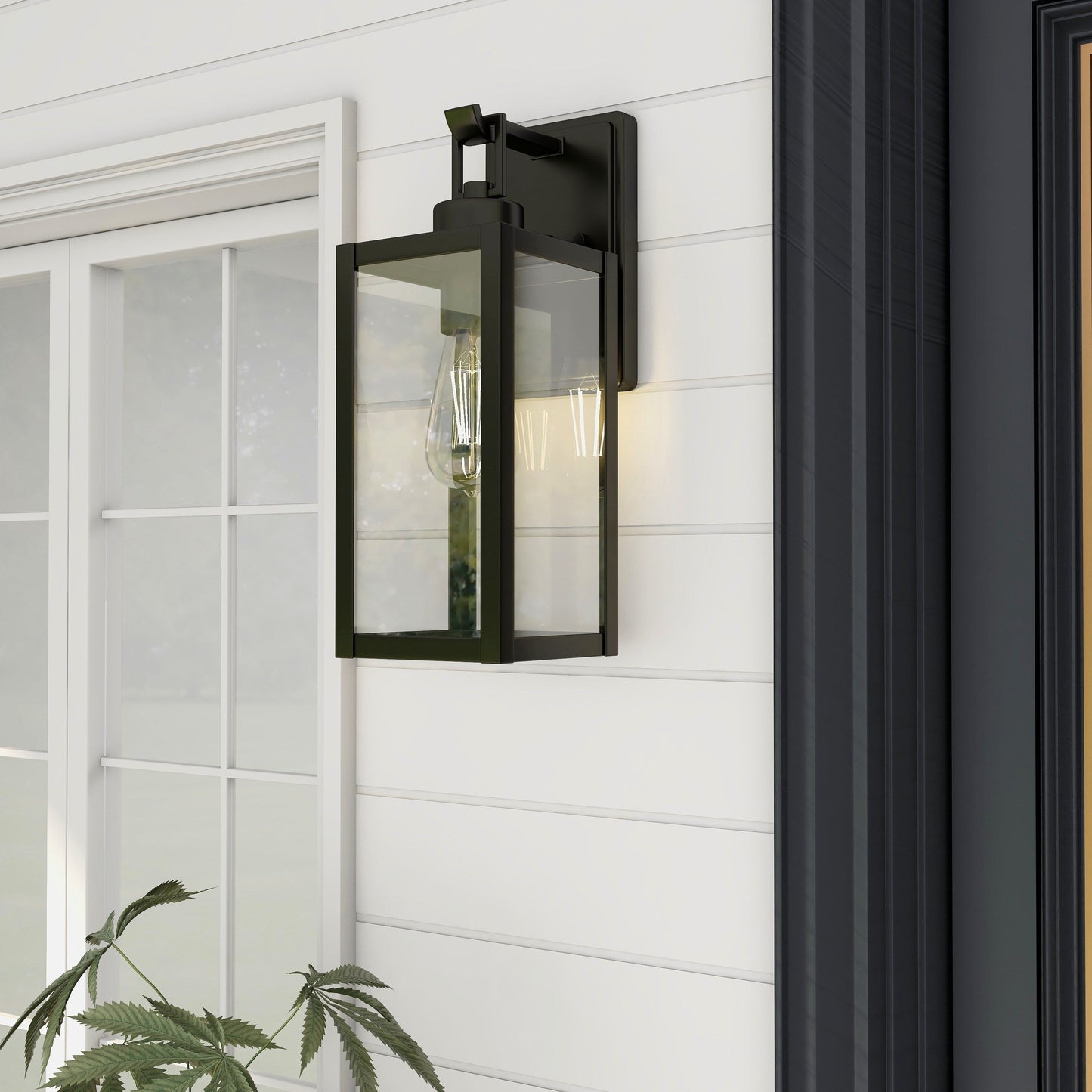 1-Light Matte Black Modern Outdoor Wall Lantern