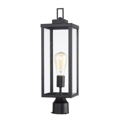 1-light Matte Black Outdoor Post Light Kits Head with Clear Glass Shade