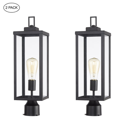 1-light Matte Black Outdoor Post Light Kits Head with Clear Glass Shade