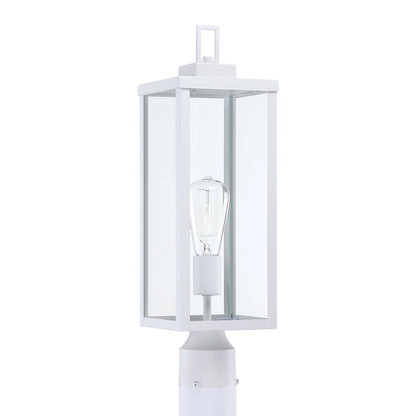 1-light Matte Black Outdoor Post Light Kits Head with Clear Glass Shade