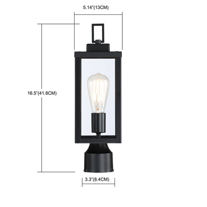 1-light Matte Black Outdoor Post Light Kits Head with Clear Glass Shade