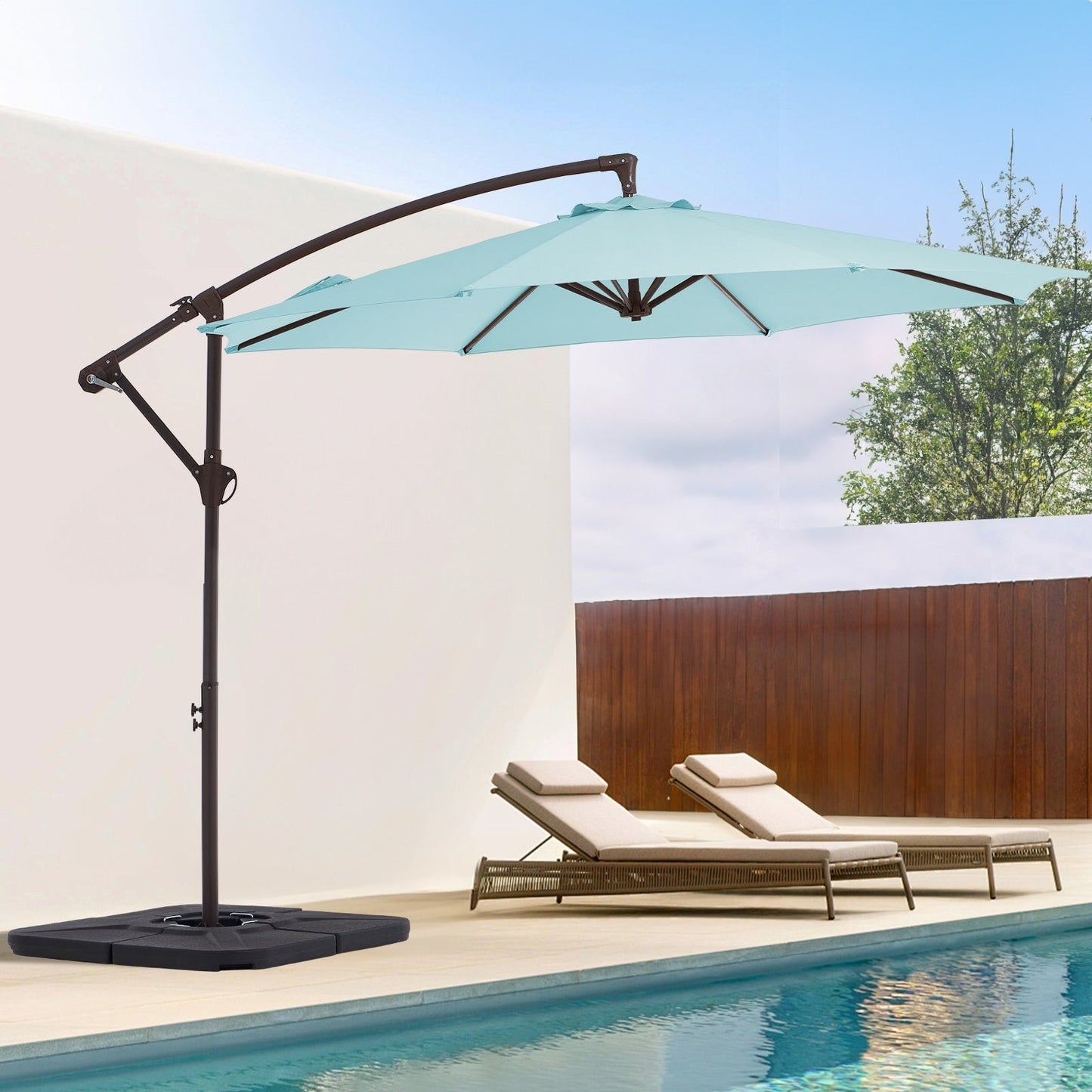10ft Steel Crank Lift Hanging Offset Cantilever Umbrella