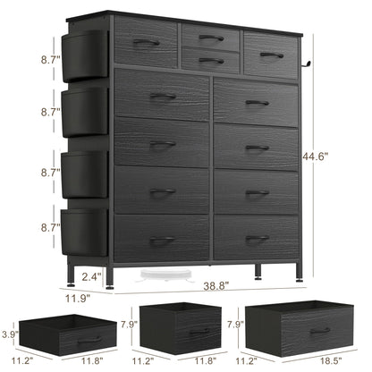 12 Drawer Dresser Fabric Tall Dressers for Bedroom Chest of Drawers