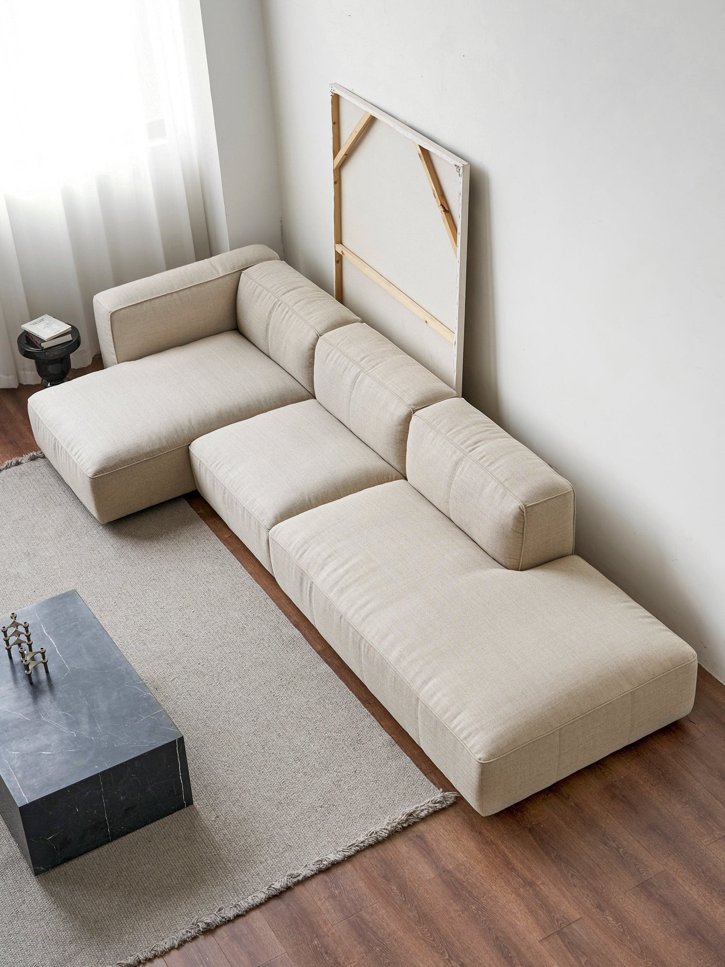 Divano Butter Soft, divano componibile a L con chaise longue