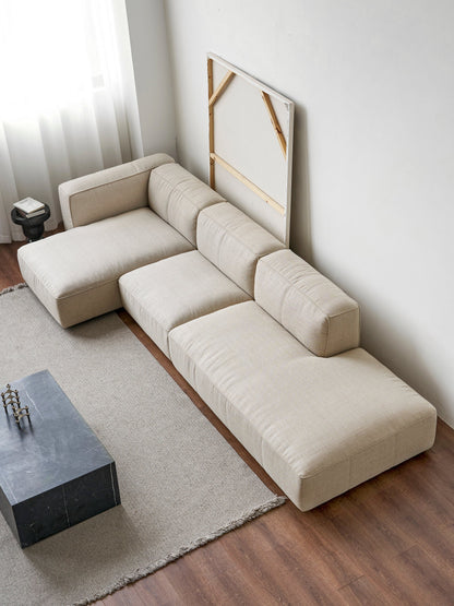 Divano Butter Soft, divano componibile a L con chaise longue