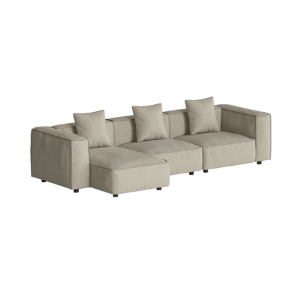Divano Butter Soft, divano componibile a L con chaise longue