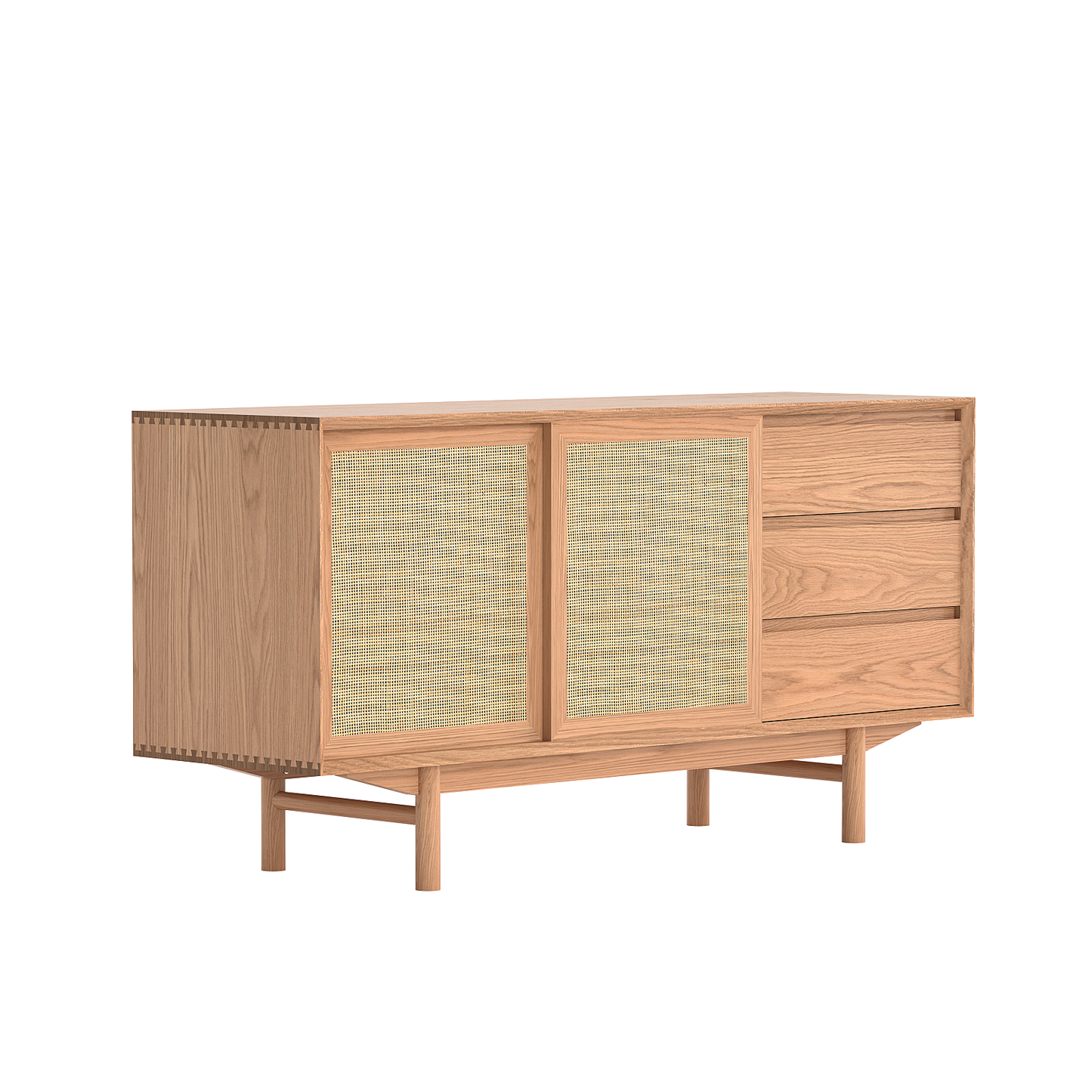 Credenza Torii / Ante e cassetti in rattan intrecciato