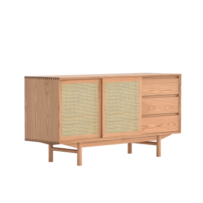 Credenza Torii / Ante e cassetti in rattan intrecciato