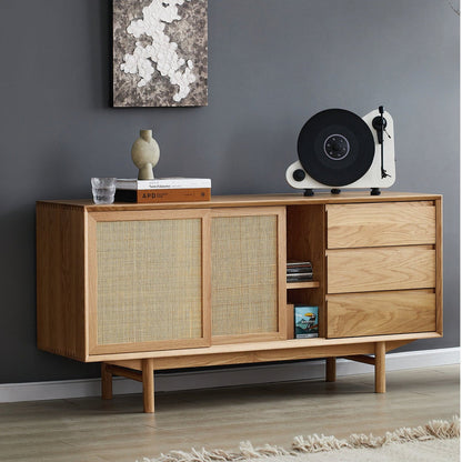 Credenza Torii / Ante e cassetti in rattan intrecciato