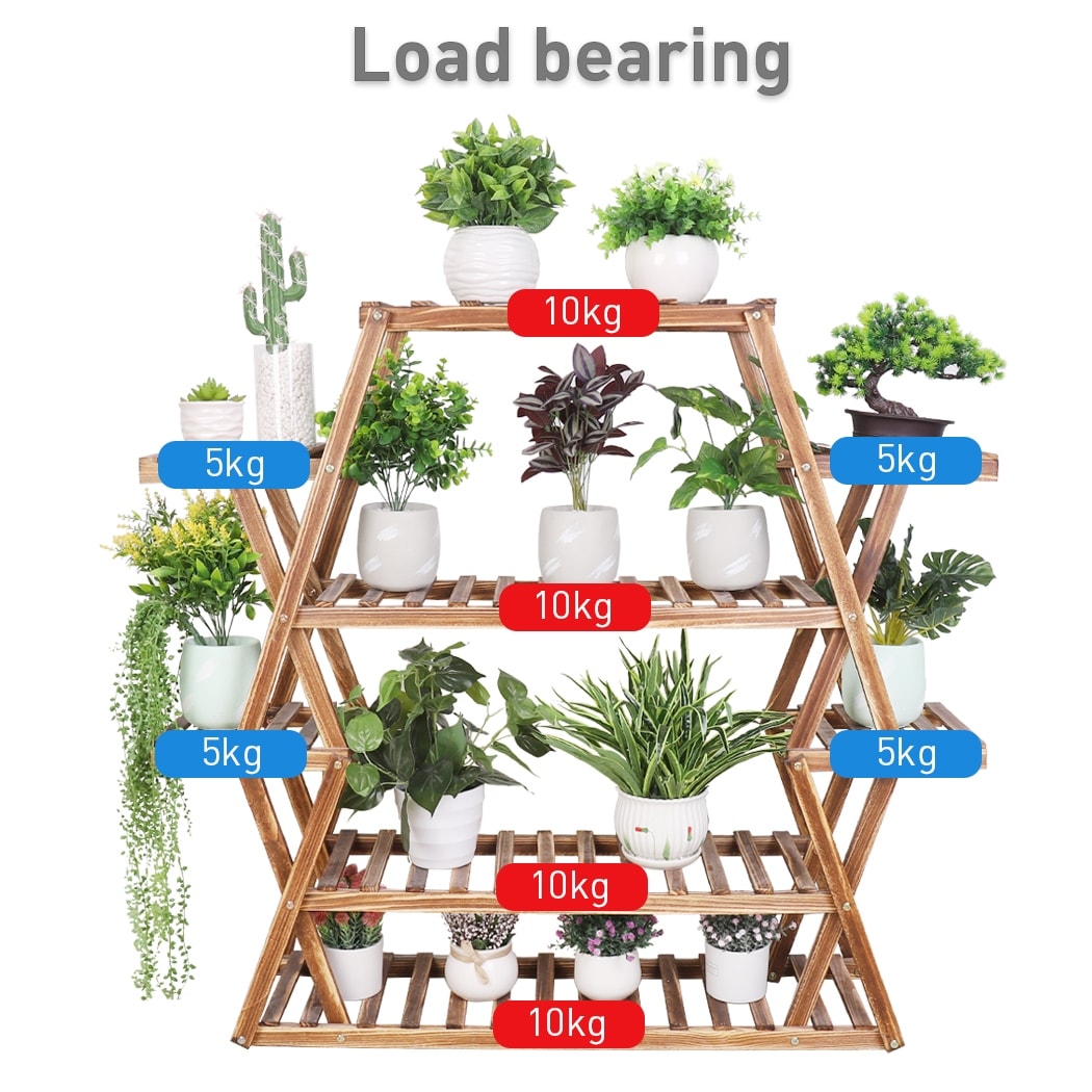 Wood Large Garden Plant Stand Indoor Outdoor Ladder Planter Rack Shelves