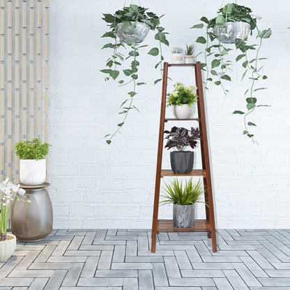 Wooden Flower Stand Plant Frame Balcony Multi-Tier Potted Shelving