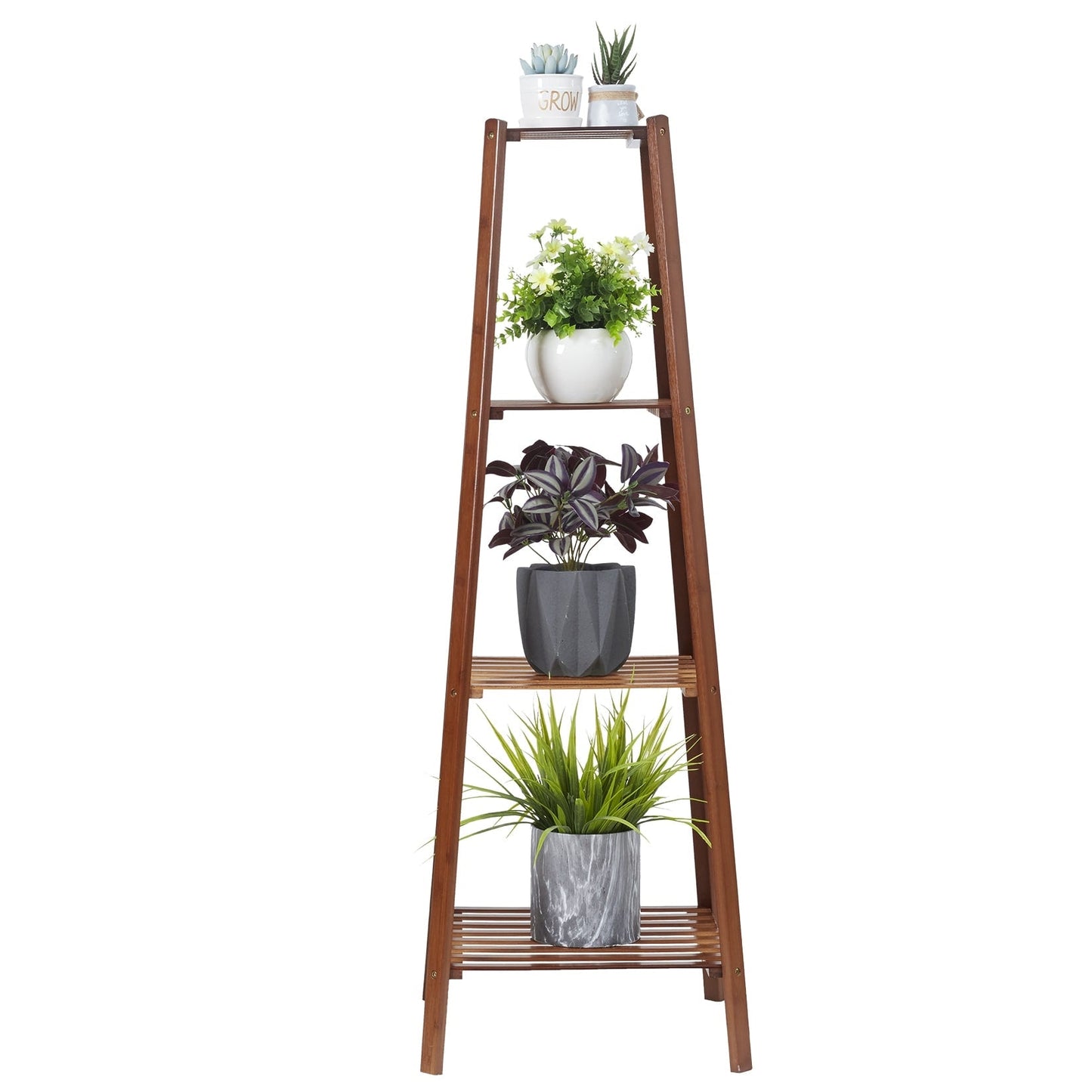 Wooden Flower Stand Plant Frame Balcony Multi-Tier Potted Shelving