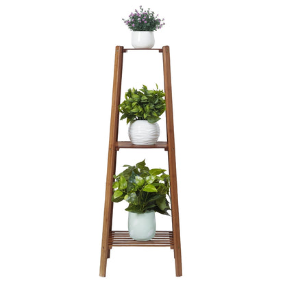 Wooden Flower Stand Plant Frame Balcony Multi-Tier Potted Shelving