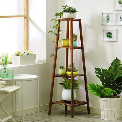 Wooden Flower Stand Plant Frame Balcony Multi-Tier Potted Shelving