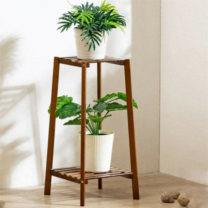 Wooden Flower Stand Plant Frame Balcony Multi-Tier Potted Shelving
